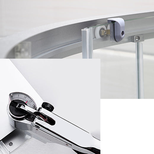 Contemporary Shower Stall Striped Round Semi-Frameless Shower Stall Clearhalo 'Bathroom Remodel & Bathroom Fixtures' 'Home Improvement' 'home_improvement' 'home_improvement_shower_stalls_enclosures' 'Shower Stalls & Enclosures' 'shower_stalls_enclosures' 'Showers & Bathtubs' 6694680