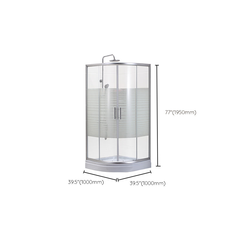 Contemporary Shower Stall Striped Round Semi-Frameless Shower Stall Clearhalo 'Bathroom Remodel & Bathroom Fixtures' 'Home Improvement' 'home_improvement' 'home_improvement_shower_stalls_enclosures' 'Shower Stalls & Enclosures' 'shower_stalls_enclosures' 'Showers & Bathtubs' 6694690