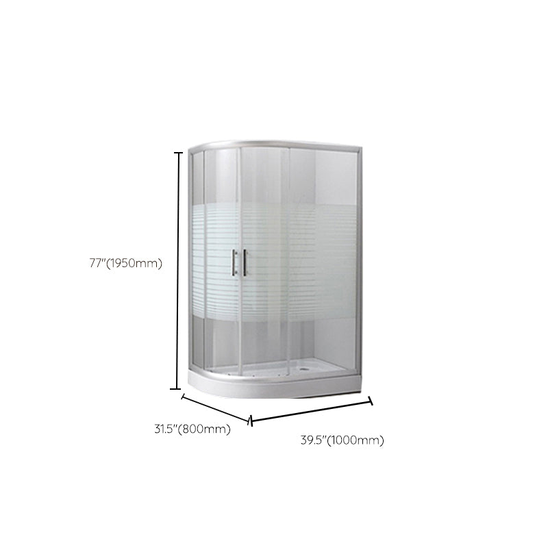 Contemporary Shower Stall Striped Round Semi-Frameless Shower Stall Clearhalo 'Bathroom Remodel & Bathroom Fixtures' 'Home Improvement' 'home_improvement' 'home_improvement_shower_stalls_enclosures' 'Shower Stalls & Enclosures' 'shower_stalls_enclosures' 'Showers & Bathtubs' 6694693