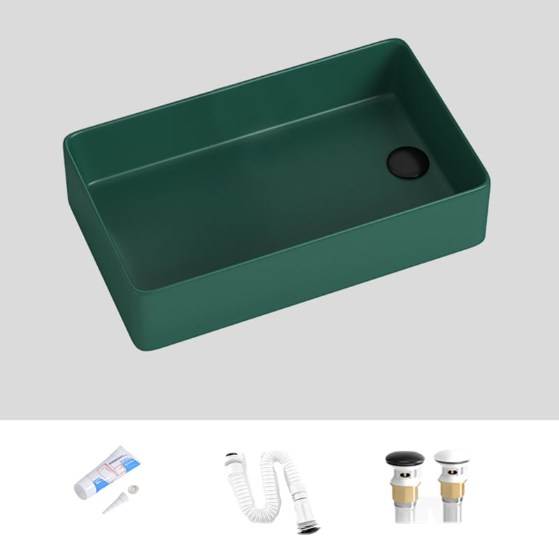 Modern Style Bathroom Sink Stainless Steel Rectangle Bathroom Sink Green 22"L x 13"W x 6"H Sink Clearhalo 'Bathroom Remodel & Bathroom Fixtures' 'Bathroom Sinks & Faucet Components' 'Bathroom Sinks' 'bathroom_sink' 'Home Improvement' 'home_improvement' 'home_improvement_bathroom_sink' 6694775