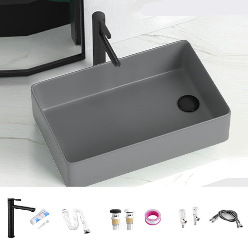 Modern Style Bathroom Sink Stainless Steel Rectangle Bathroom Sink Grey 20"L x 13"W x 6"H Sink with Faucet Clearhalo 'Bathroom Remodel & Bathroom Fixtures' 'Bathroom Sinks & Faucet Components' 'Bathroom Sinks' 'bathroom_sink' 'Home Improvement' 'home_improvement' 'home_improvement_bathroom_sink' 6694789