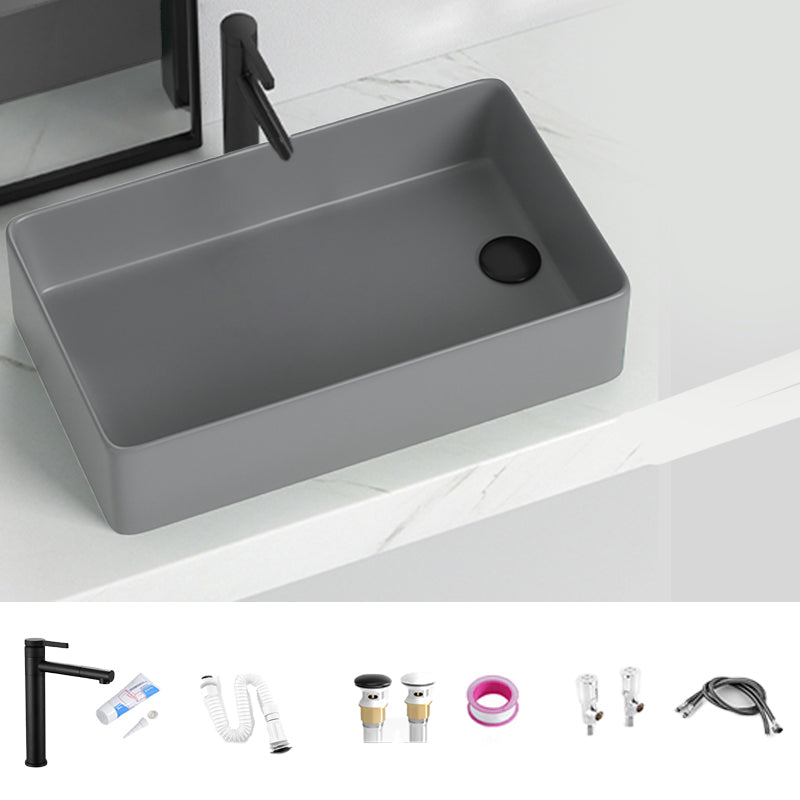 Modern Style Bathroom Sink Stainless Steel Rectangle Bathroom Sink Grey 22"L x 13"W x 6"H Sink with Faucet Clearhalo 'Bathroom Remodel & Bathroom Fixtures' 'Bathroom Sinks & Faucet Components' 'Bathroom Sinks' 'bathroom_sink' 'Home Improvement' 'home_improvement' 'home_improvement_bathroom_sink' 6694790
