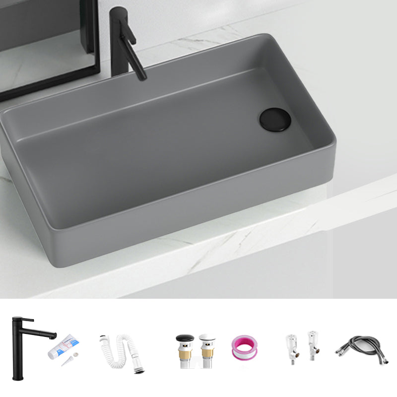 Modern Style Bathroom Sink Stainless Steel Rectangle Bathroom Sink Grey 24"L x 13"W x 6"H Sink with Faucet Clearhalo 'Bathroom Remodel & Bathroom Fixtures' 'Bathroom Sinks & Faucet Components' 'Bathroom Sinks' 'bathroom_sink' 'Home Improvement' 'home_improvement' 'home_improvement_bathroom_sink' 6694791