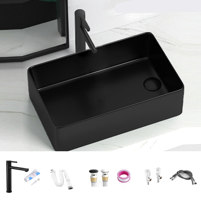 Modern Style Bathroom Sink Stainless Steel Rectangle Bathroom Sink Textured Black 20"L x 13"W x 6"H Sink with Faucet Clearhalo 'Bathroom Remodel & Bathroom Fixtures' 'Bathroom Sinks & Faucet Components' 'Bathroom Sinks' 'bathroom_sink' 'Home Improvement' 'home_improvement' 'home_improvement_bathroom_sink' 6694797