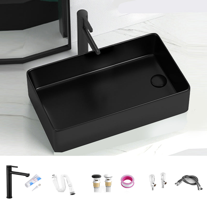 Modern Style Bathroom Sink Stainless Steel Rectangle Bathroom Sink Textured Black 22"L x 13"W x 6"H Sink with Faucet Clearhalo 'Bathroom Remodel & Bathroom Fixtures' 'Bathroom Sinks & Faucet Components' 'Bathroom Sinks' 'bathroom_sink' 'Home Improvement' 'home_improvement' 'home_improvement_bathroom_sink' 6694798