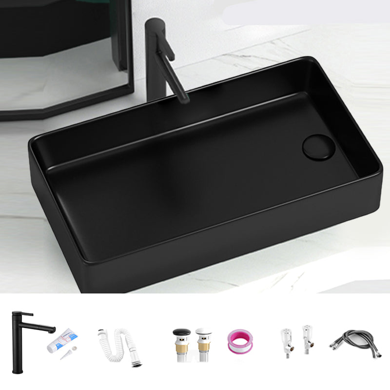 Modern Style Bathroom Sink Stainless Steel Rectangle Bathroom Sink Textured Black 24"L x 13"W x 6"H Sink with Faucet Clearhalo 'Bathroom Remodel & Bathroom Fixtures' 'Bathroom Sinks & Faucet Components' 'Bathroom Sinks' 'bathroom_sink' 'Home Improvement' 'home_improvement' 'home_improvement_bathroom_sink' 6694799