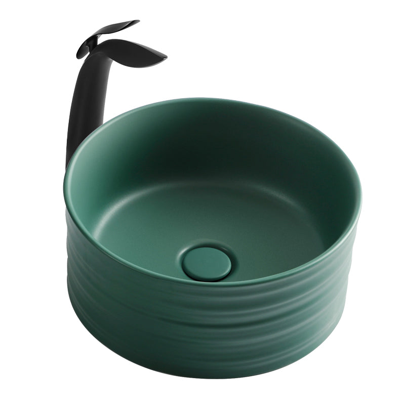 Modern Vessel Bathroom Sink Circular Porcelain with Pop-Up Drain Vessel Sink Clearhalo 'Bathroom Remodel & Bathroom Fixtures' 'Bathroom Sinks & Faucet Components' 'Bathroom Sinks' 'bathroom_sink' 'Home Improvement' 'home_improvement' 'home_improvement_bathroom_sink' 6694817