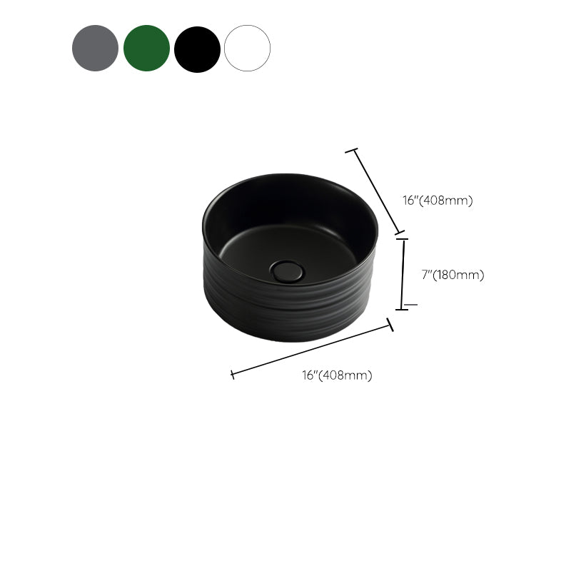 Modern Vessel Bathroom Sink Circular Porcelain with Pop-Up Drain Vessel Sink Clearhalo 'Bathroom Remodel & Bathroom Fixtures' 'Bathroom Sinks & Faucet Components' 'Bathroom Sinks' 'bathroom_sink' 'Home Improvement' 'home_improvement' 'home_improvement_bathroom_sink' 6694842