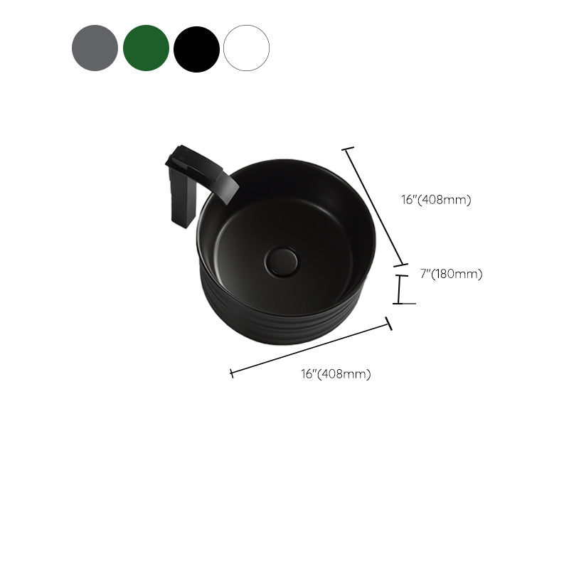 Modern Vessel Bathroom Sink Circular Porcelain with Pop-Up Drain Vessel Sink Clearhalo 'Bathroom Remodel & Bathroom Fixtures' 'Bathroom Sinks & Faucet Components' 'Bathroom Sinks' 'bathroom_sink' 'Home Improvement' 'home_improvement' 'home_improvement_bathroom_sink' 6694844