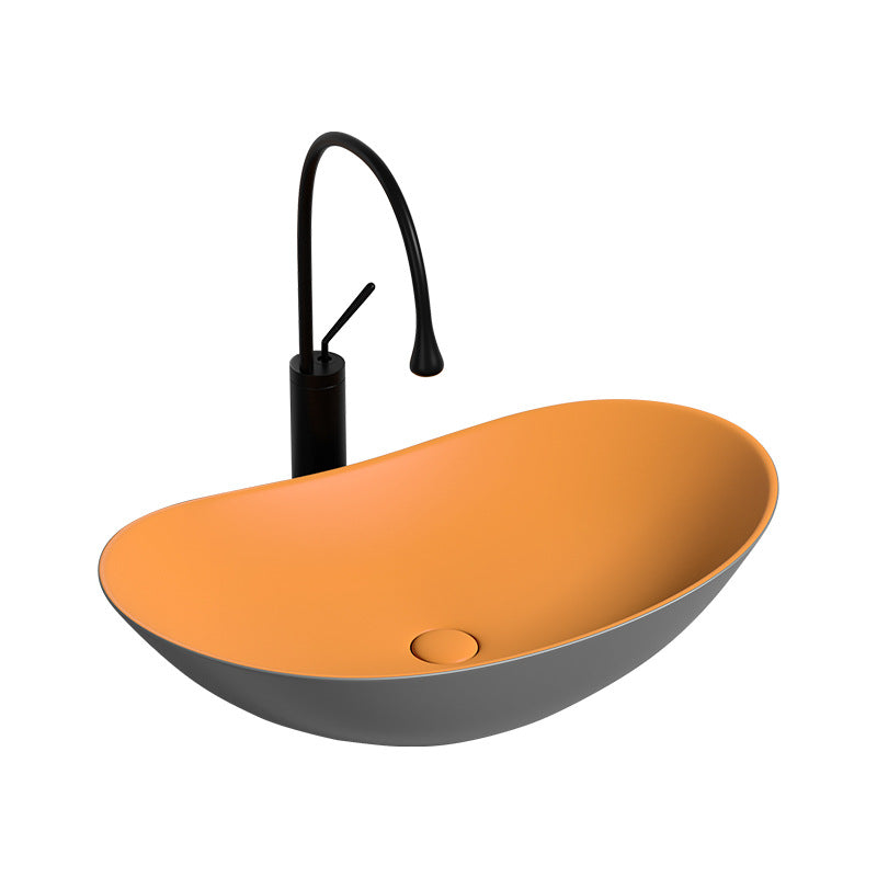 Modern Vessel Bathroom Sink Oval Porcelain with Basin and Faucet Wash Stand Clearhalo 'Bathroom Remodel & Bathroom Fixtures' 'Bathroom Sinks & Faucet Components' 'Bathroom Sinks' 'bathroom_sink' 'Home Improvement' 'home_improvement' 'home_improvement_bathroom_sink' 6694855