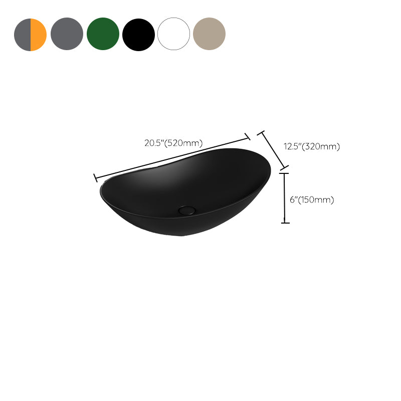 Modern Vessel Bathroom Sink Oval Porcelain with Basin and Faucet Wash Stand Clearhalo 'Bathroom Remodel & Bathroom Fixtures' 'Bathroom Sinks & Faucet Components' 'Bathroom Sinks' 'bathroom_sink' 'Home Improvement' 'home_improvement' 'home_improvement_bathroom_sink' 6694869