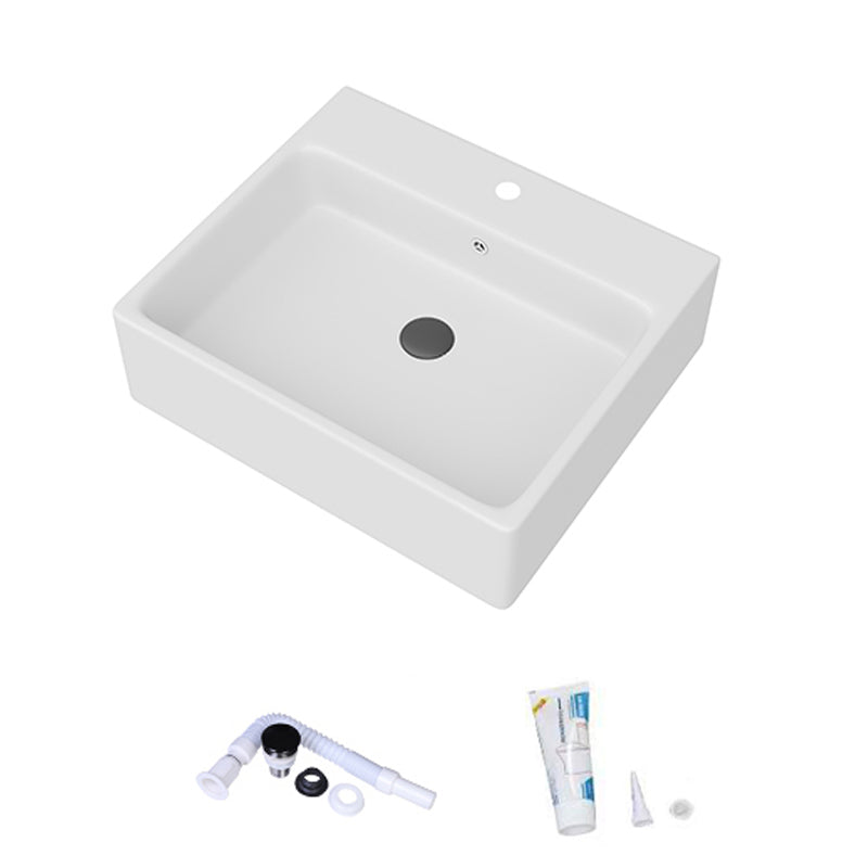White Rectangular Trough Bathroom Sink Modern Trough Bathroom Sink 17"L x 17"W x 5"H Clearhalo 'Bathroom Remodel & Bathroom Fixtures' 'Bathroom Sinks & Faucet Components' 'Bathroom Sinks' 'bathroom_sink' 'Home Improvement' 'home_improvement' 'home_improvement_bathroom_sink' 6694903