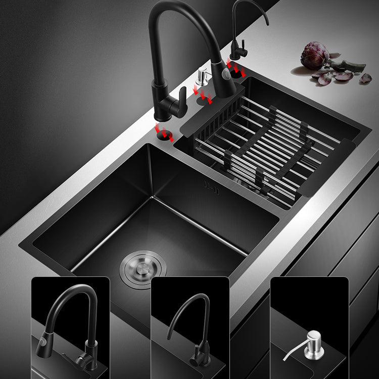 Modern Style Kitchen Sink Stainless Steel Drop-In Kitchen Sink with Drain Strainer Kit Clearhalo 'Home Improvement' 'home_improvement' 'home_improvement_kitchen_sinks' 'Kitchen Remodel & Kitchen Fixtures' 'Kitchen Sinks & Faucet Components' 'Kitchen Sinks' 'kitchen_sinks' 6694944