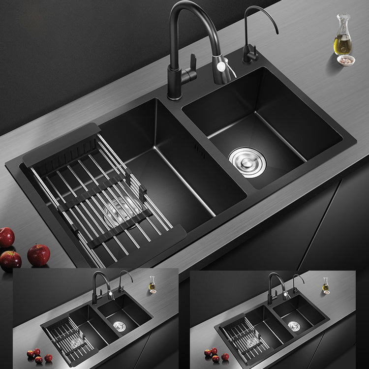 Modern Style Kitchen Sink Stainless Steel Drop-In Kitchen Sink with Drain Strainer Kit Clearhalo 'Home Improvement' 'home_improvement' 'home_improvement_kitchen_sinks' 'Kitchen Remodel & Kitchen Fixtures' 'Kitchen Sinks & Faucet Components' 'Kitchen Sinks' 'kitchen_sinks' 6694949