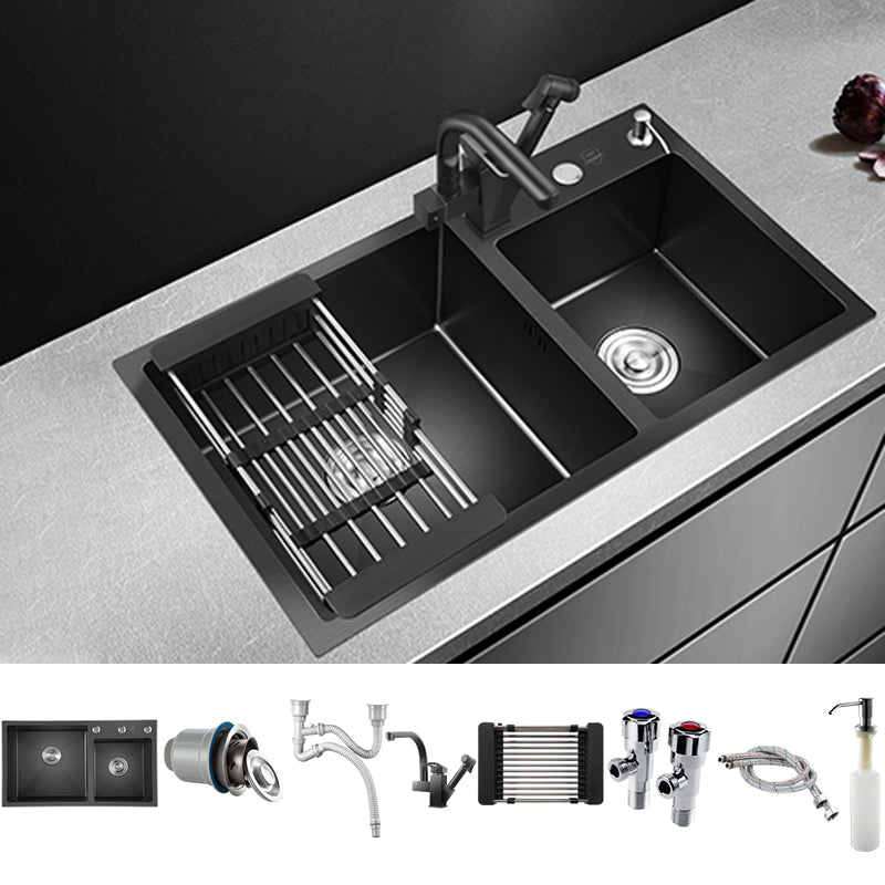 Modern Style Kitchen Sink Stainless Steel Drop-In Kitchen Sink with Drain Strainer Kit Sink with Faucet Robot Faucet Clearhalo 'Home Improvement' 'home_improvement' 'home_improvement_kitchen_sinks' 'Kitchen Remodel & Kitchen Fixtures' 'Kitchen Sinks & Faucet Components' 'Kitchen Sinks' 'kitchen_sinks' 6694950