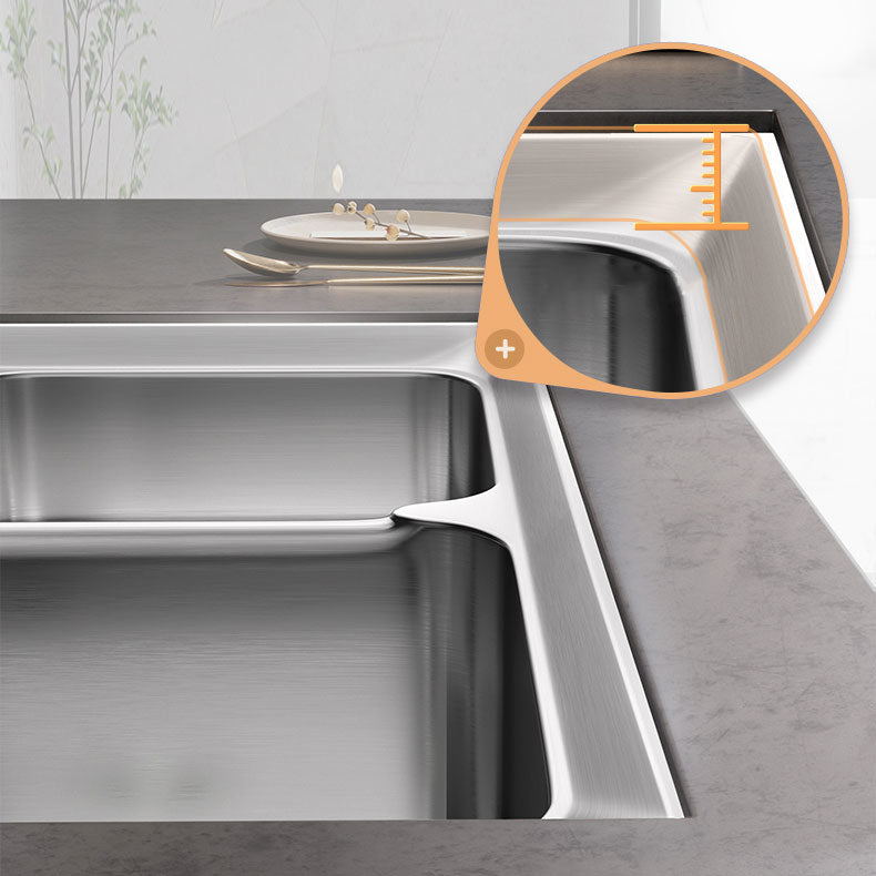 Modern Style Kitchen Sink Stainless Steel Noise-cancelling Design Drop-In Kitchen Sink Clearhalo 'Home Improvement' 'home_improvement' 'home_improvement_kitchen_sinks' 'Kitchen Remodel & Kitchen Fixtures' 'Kitchen Sinks & Faucet Components' 'Kitchen Sinks' 'kitchen_sinks' 6695056