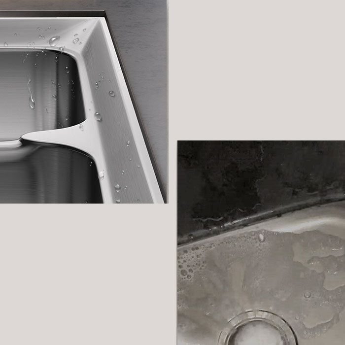 Modern Style Kitchen Sink Stainless Steel Noise-cancelling Design Drop-In Kitchen Sink Clearhalo 'Home Improvement' 'home_improvement' 'home_improvement_kitchen_sinks' 'Kitchen Remodel & Kitchen Fixtures' 'Kitchen Sinks & Faucet Components' 'Kitchen Sinks' 'kitchen_sinks' 6695057