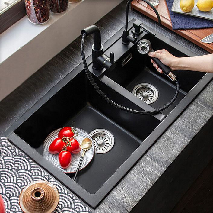 Contemporary Style Kitchen Sink Quartz Kitchen Sink with Double Sinks Clearhalo 'Home Improvement' 'home_improvement' 'home_improvement_kitchen_sinks' 'Kitchen Remodel & Kitchen Fixtures' 'Kitchen Sinks & Faucet Components' 'Kitchen Sinks' 'kitchen_sinks' 6695064