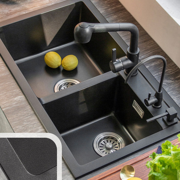 Contemporary Style Kitchen Sink Quartz Kitchen Sink with Double Sinks Clearhalo 'Home Improvement' 'home_improvement' 'home_improvement_kitchen_sinks' 'Kitchen Remodel & Kitchen Fixtures' 'Kitchen Sinks & Faucet Components' 'Kitchen Sinks' 'kitchen_sinks' 6695077
