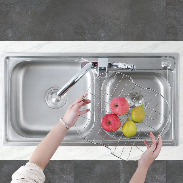 Modern Style Kitchen Sink Stainless Steel Noise-cancelling Design Kitchen Double Sink Clearhalo 'Home Improvement' 'home_improvement' 'home_improvement_kitchen_sinks' 'Kitchen Remodel & Kitchen Fixtures' 'Kitchen Sinks & Faucet Components' 'Kitchen Sinks' 'kitchen_sinks' 6695090