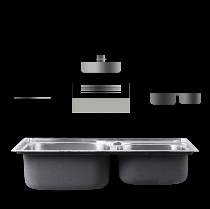 Modern Style Kitchen Sink Stainless Steel Noise-cancelling Design Kitchen Double Sink Clearhalo 'Home Improvement' 'home_improvement' 'home_improvement_kitchen_sinks' 'Kitchen Remodel & Kitchen Fixtures' 'Kitchen Sinks & Faucet Components' 'Kitchen Sinks' 'kitchen_sinks' 6695094
