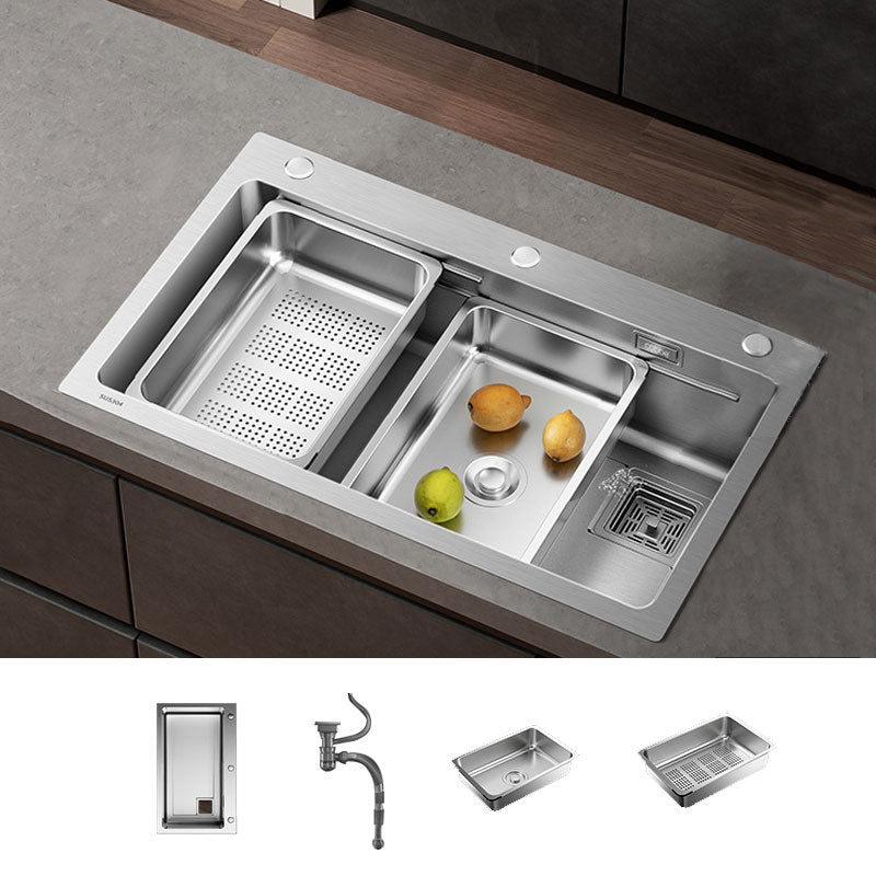 Modern Style Kitchen Sink Drop-In Stainless Steel Noise-cancelling Design Kitchen Sink Sink Only None Clearhalo 'Home Improvement' 'home_improvement' 'home_improvement_kitchen_sinks' 'Kitchen Remodel & Kitchen Fixtures' 'Kitchen Sinks & Faucet Components' 'Kitchen Sinks' 'kitchen_sinks' 6695110