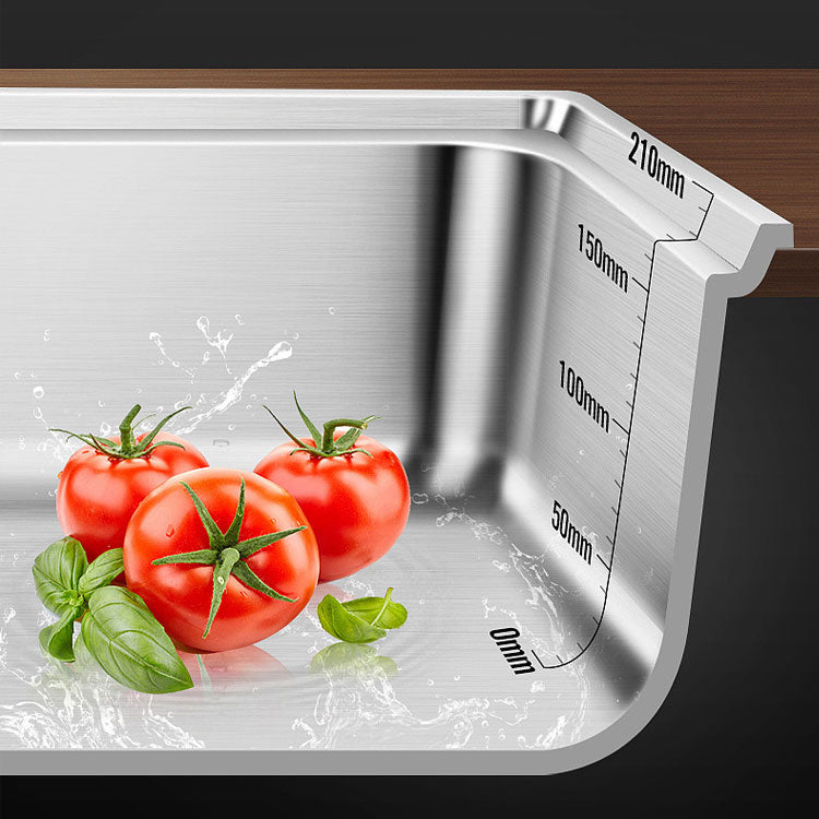 Modern Style Kitchen Sink Stainless Steel Single Bowl Kitchen Sink with Basket Strainer Clearhalo 'Home Improvement' 'home_improvement' 'home_improvement_kitchen_sinks' 'Kitchen Remodel & Kitchen Fixtures' 'Kitchen Sinks & Faucet Components' 'Kitchen Sinks' 'kitchen_sinks' 6695144