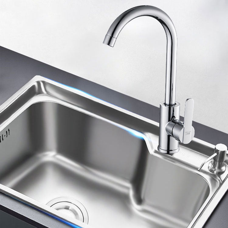 Modern Style Kitchen Sink Stainless Steel Single Bowl Kitchen Sink with Basket Strainer Clearhalo 'Home Improvement' 'home_improvement' 'home_improvement_kitchen_sinks' 'Kitchen Remodel & Kitchen Fixtures' 'Kitchen Sinks & Faucet Components' 'Kitchen Sinks' 'kitchen_sinks' 6695146