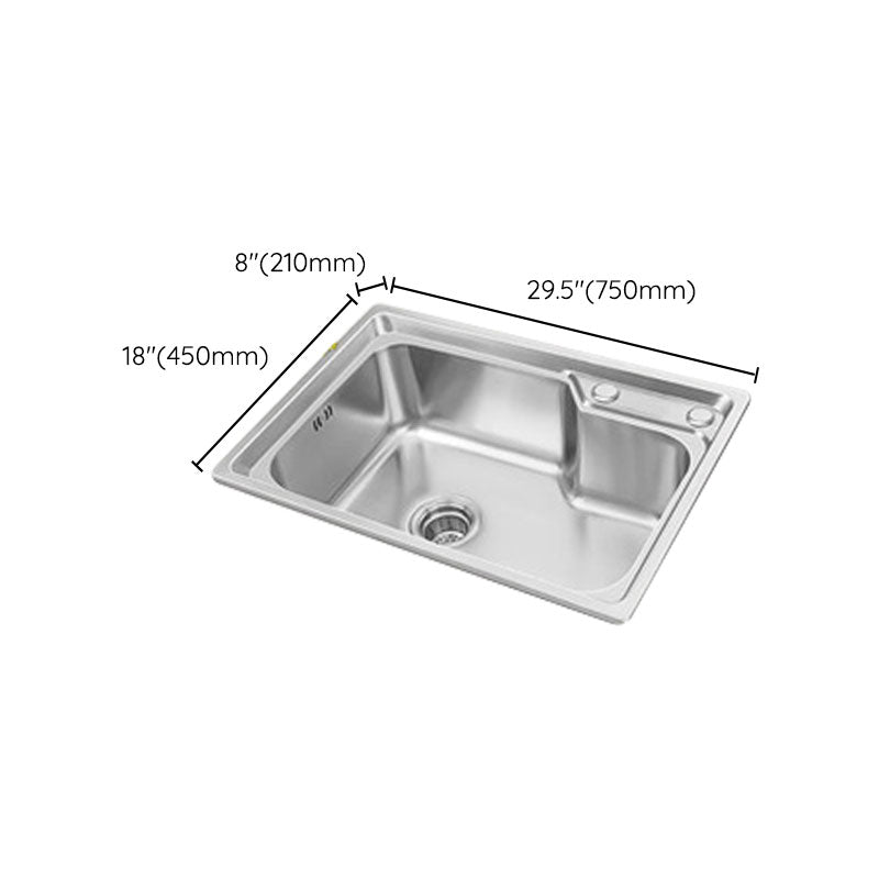 Modern Style Kitchen Sink Stainless Steel Single Bowl Kitchen Sink with Basket Strainer Clearhalo 'Home Improvement' 'home_improvement' 'home_improvement_kitchen_sinks' 'Kitchen Remodel & Kitchen Fixtures' 'Kitchen Sinks & Faucet Components' 'Kitchen Sinks' 'kitchen_sinks' 6695157