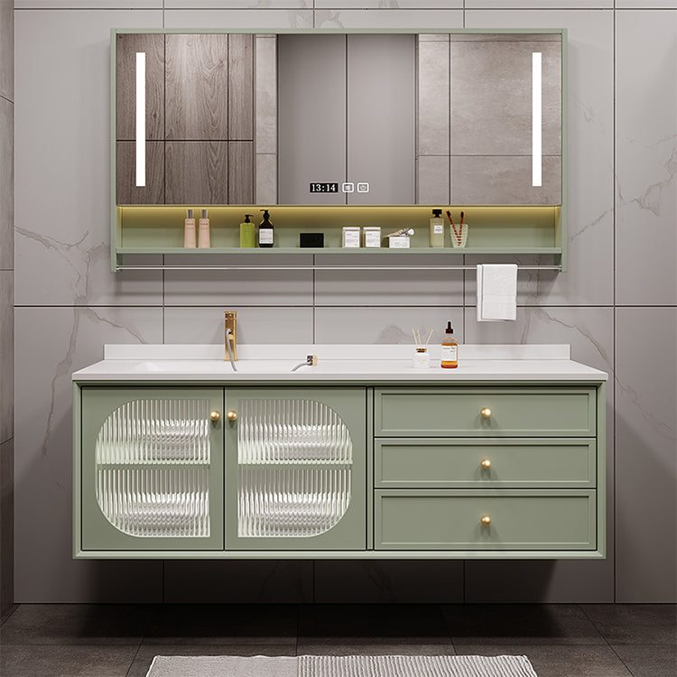Modern Sink Vanity Solid Color Storage Shelves Wall Mount Bathroom Vanity Set Clearhalo 'Bathroom Remodel & Bathroom Fixtures' 'Bathroom Vanities' 'bathroom_vanities' 'Home Improvement' 'home_improvement' 'home_improvement_bathroom_vanities' 6695158