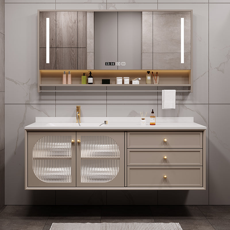 Modern Sink Vanity Solid Color Storage Shelves Wall Mount Bathroom Vanity Set Clearhalo 'Bathroom Remodel & Bathroom Fixtures' 'Bathroom Vanities' 'bathroom_vanities' 'Home Improvement' 'home_improvement' 'home_improvement_bathroom_vanities' 6695163