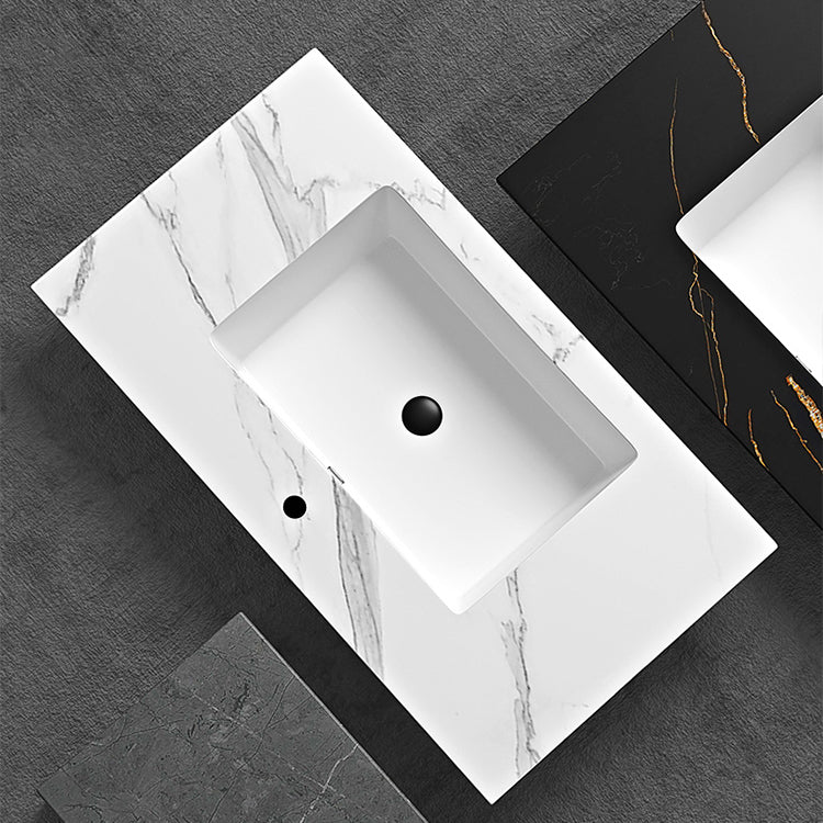 Modern Sink Vanity Solid Color Storage Shelves Wall Mount Bathroom Vanity Set Clearhalo 'Bathroom Remodel & Bathroom Fixtures' 'Bathroom Vanities' 'bathroom_vanities' 'Home Improvement' 'home_improvement' 'home_improvement_bathroom_vanities' 6695166