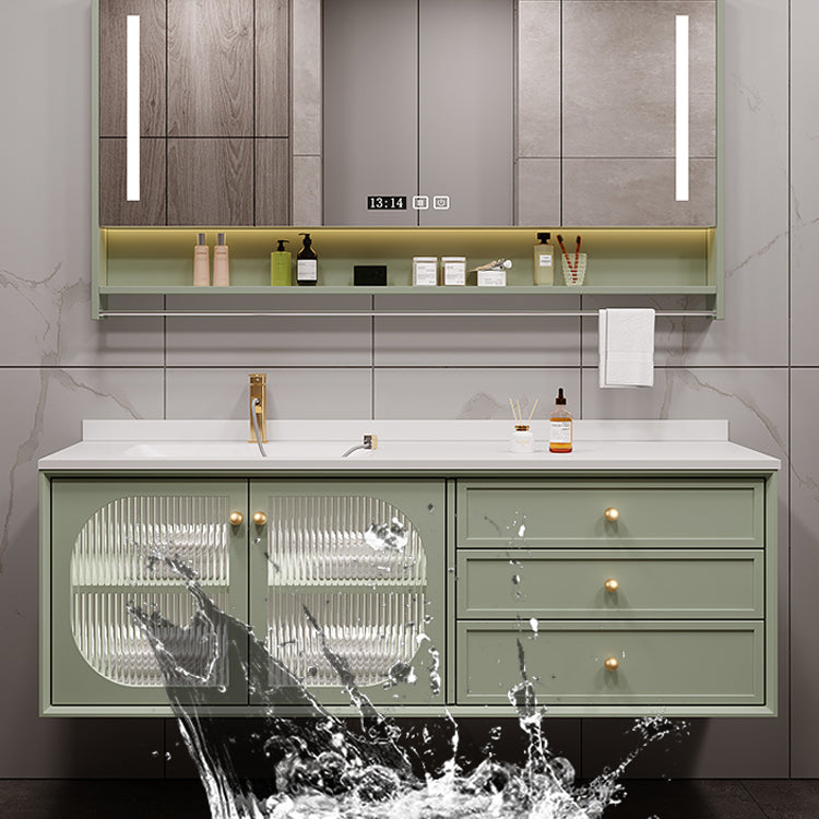 Modern Sink Vanity Solid Color Storage Shelves Wall Mount Bathroom Vanity Set Clearhalo 'Bathroom Remodel & Bathroom Fixtures' 'Bathroom Vanities' 'bathroom_vanities' 'Home Improvement' 'home_improvement' 'home_improvement_bathroom_vanities' 6695169