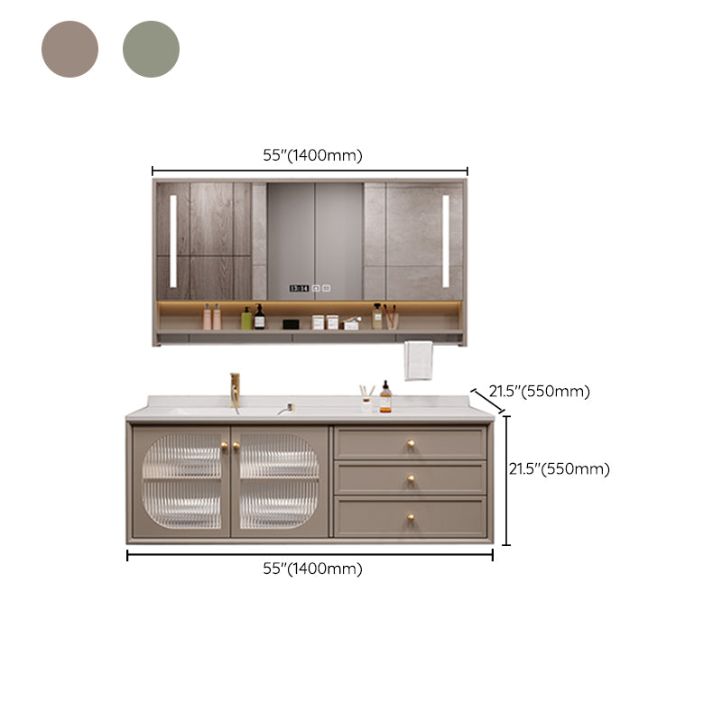 Modern Sink Vanity Solid Color Storage Shelves Wall Mount Bathroom Vanity Set Clearhalo 'Bathroom Remodel & Bathroom Fixtures' 'Bathroom Vanities' 'bathroom_vanities' 'Home Improvement' 'home_improvement' 'home_improvement_bathroom_vanities' 6695179