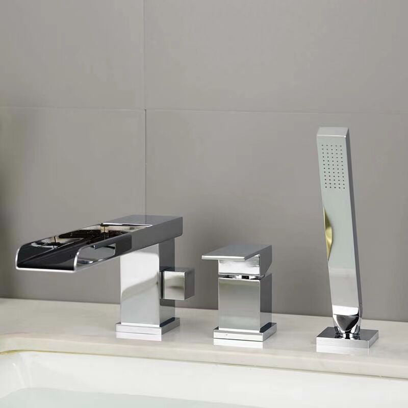 Contemporary Deck Mounted Roman Metal Tub Faucet Low Arc Roman Tub ...