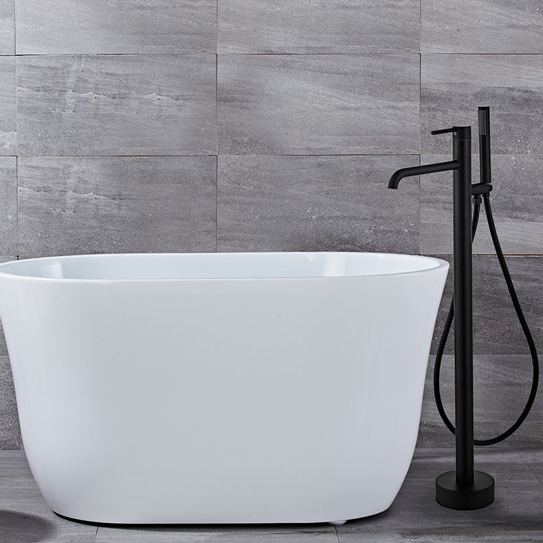 Modern Floor Mounted Metal Freestanding Tub Filler One Handle Freestanding Tub Filler Trim Black Ground Clearhalo 'Bathroom Remodel & Bathroom Fixtures' 'Bathtub Faucets' 'bathtub_faucets' 'Home Improvement' 'home_improvement' 'home_improvement_bathtub_faucets' 6695268