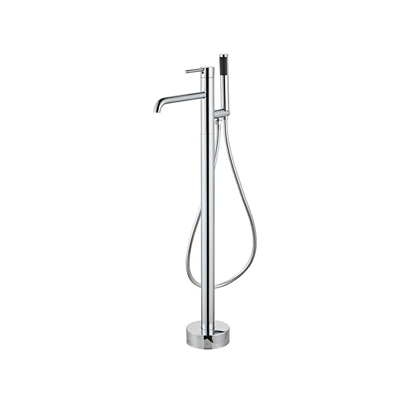 Modern Floor Mounted Metal Freestanding Tub Filler One Handle Freestanding Tub Filler Trim Clearhalo 'Bathroom Remodel & Bathroom Fixtures' 'Bathtub Faucets' 'bathtub_faucets' 'Home Improvement' 'home_improvement' 'home_improvement_bathtub_faucets' 6695271