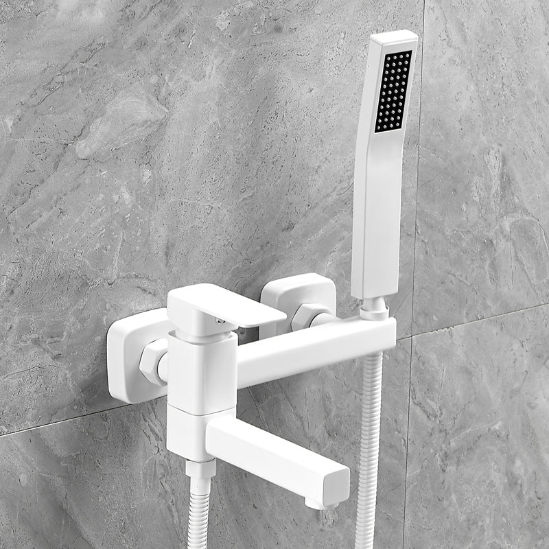 Wall Mounted Metal Tub Filler Low Arc Rotatable Bathroom Faucet Clearhalo 'Bathroom Remodel & Bathroom Fixtures' 'Bathtub Faucets' 'bathtub_faucets' 'Home Improvement' 'home_improvement' 'home_improvement_bathtub_faucets' 6695312
