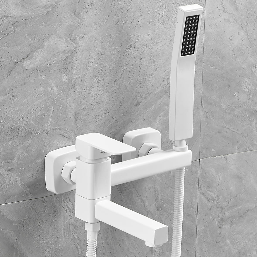 Wall Mounted Metal Tub Filler Low Arc Rotatable Bathroom Faucet Clearhalo 'Bathroom Remodel & Bathroom Fixtures' 'Bathtub Faucets' 'bathtub_faucets' 'Home Improvement' 'home_improvement' 'home_improvement_bathtub_faucets' 6695329