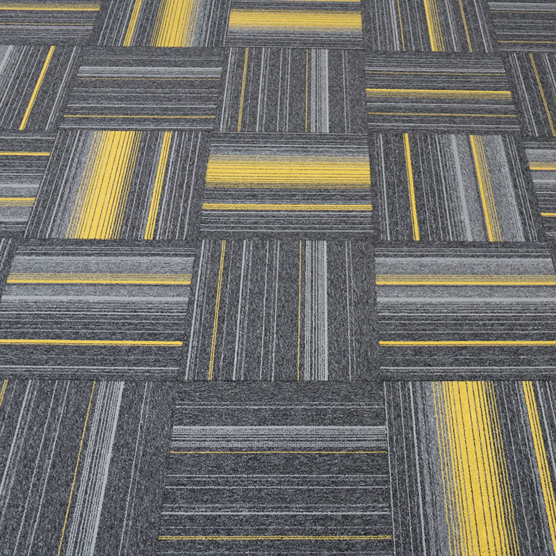 Carpet Tile Non-Skid Fade Resistant Geometry Self-Stick Carpet Tiles Living Room Dark Gray-Yellow Clearhalo 'Carpet Tiles & Carpet Squares' 'carpet_tiles_carpet_squares' 'Flooring 'Home Improvement' 'home_improvement' 'home_improvement_carpet_tiles_carpet_squares' Walls and Ceiling' 6695456