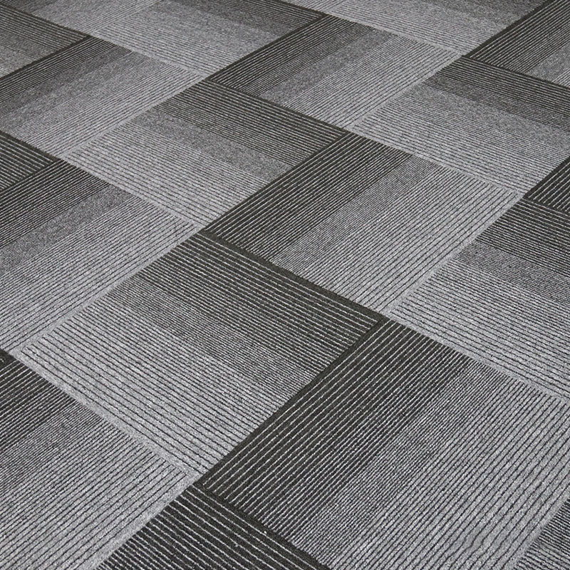 Carpet Tile Non-Skid Fade Resistant Geometry Self-Stick Carpet Tiles Living Room Gray/ Black Clearhalo 'Carpet Tiles & Carpet Squares' 'carpet_tiles_carpet_squares' 'Flooring 'Home Improvement' 'home_improvement' 'home_improvement_carpet_tiles_carpet_squares' Walls and Ceiling' 6695471