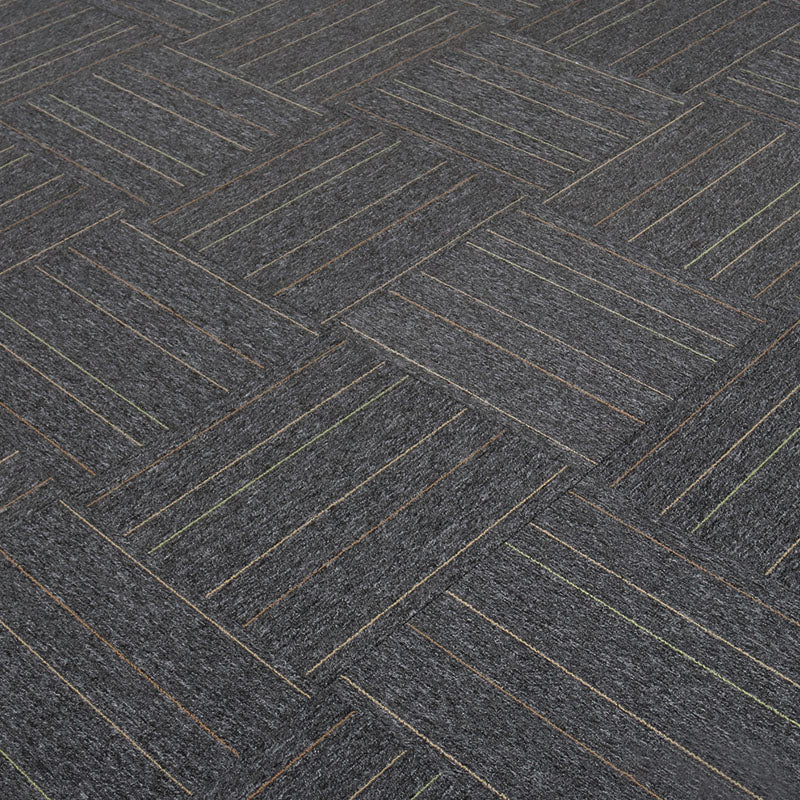 Carpet Tile Non-Skid Fade Resistant Geometry Self-Stick Carpet Tiles Living Room Dark Heather Gray Clearhalo 'Carpet Tiles & Carpet Squares' 'carpet_tiles_carpet_squares' 'Flooring 'Home Improvement' 'home_improvement' 'home_improvement_carpet_tiles_carpet_squares' Walls and Ceiling' 6695473