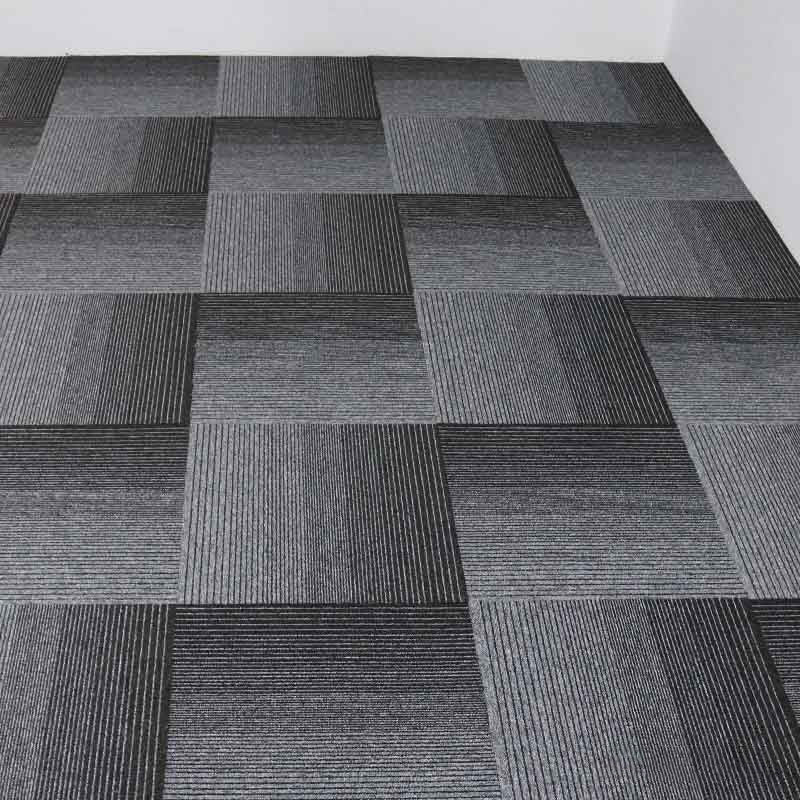 Carpet Tile Non-Skid Fade Resistant Geometry Loose Lay Carpet Tiles Living Room Gray/ Black Clearhalo 'Carpet Tiles & Carpet Squares' 'carpet_tiles_carpet_squares' 'Flooring 'Home Improvement' 'home_improvement' 'home_improvement_carpet_tiles_carpet_squares' Walls and Ceiling' 6695481
