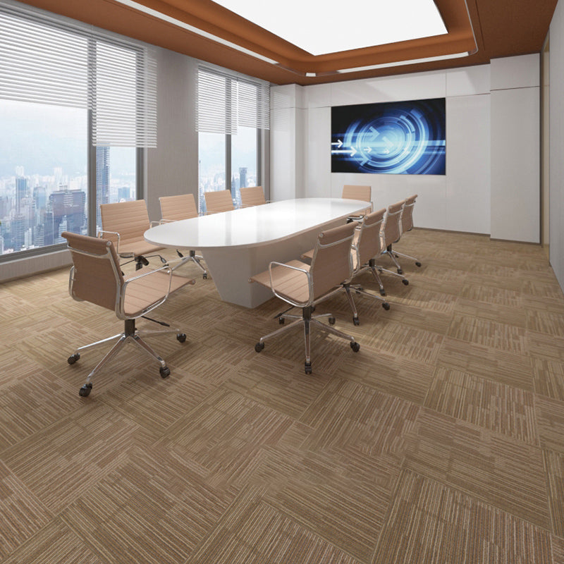 Carpet Tile Non-Skid Fade Resistant Striped Loose Lay Carpet Tiles Living Room Light Brown 9-Piece Set Clearhalo 'Carpet Tiles & Carpet Squares' 'carpet_tiles_carpet_squares' 'Flooring 'Home Improvement' 'home_improvement' 'home_improvement_carpet_tiles_carpet_squares' Walls and Ceiling' 6695497