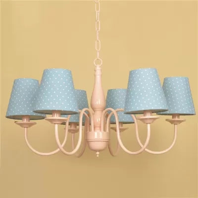 Tapered Shade Nursing Room Chandelier Metallic Kids Suspension Light in Pink Finish Clearhalo 'Ceiling Lights' 'Chandeliers' Lighting' options 66955