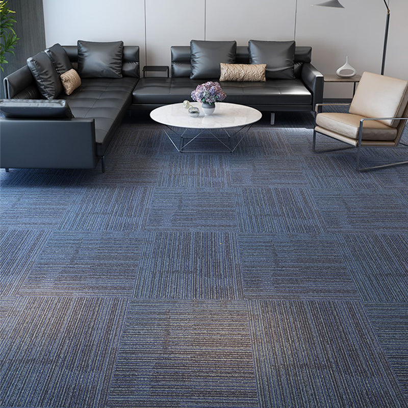Carpet Tile Non-Skid Fade Resistant Striped Loose Lay Carpet Tiles Living Room Black-Blue 9-Piece Set Clearhalo 'Carpet Tiles & Carpet Squares' 'carpet_tiles_carpet_squares' 'Flooring 'Home Improvement' 'home_improvement' 'home_improvement_carpet_tiles_carpet_squares' Walls and Ceiling' 6695518