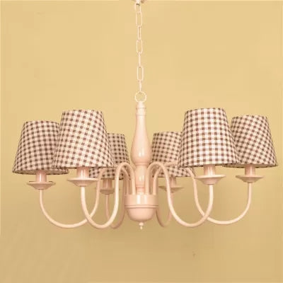 Tapered Shade Nursing Room Chandelier Metallic Kids Suspension Light in Pink Finish Clearhalo 'Ceiling Lights' 'Chandeliers' Lighting' options 66957