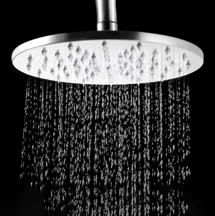 Stainless Steel Fixed Shower Head in Silver H2Okinetic Technology Showerhead 4" Round Clearhalo 'Bathroom Remodel & Bathroom Fixtures' 'Home Improvement' 'home_improvement' 'home_improvement_shower_heads' 'Shower Heads' 'shower_heads' 'Showers & Bathtubs Plumbing' 'Showers & Bathtubs' 6696079