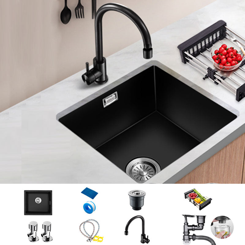 Modern Single Bowl Kitchen Sink Quartz Kitchen Sink with Basket Strainer Sink with Faucet Round Faucet Clearhalo 'Home Improvement' 'home_improvement' 'home_improvement_kitchen_sinks' 'Kitchen Remodel & Kitchen Fixtures' 'Kitchen Sinks & Faucet Components' 'Kitchen Sinks' 'kitchen_sinks' 6696148