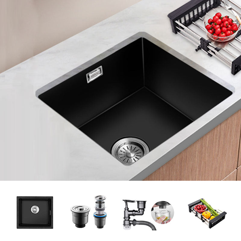 Modern Single Bowl Kitchen Sink Quartz Kitchen Sink with Basket Strainer Sink Only None Clearhalo 'Home Improvement' 'home_improvement' 'home_improvement_kitchen_sinks' 'Kitchen Remodel & Kitchen Fixtures' 'Kitchen Sinks & Faucet Components' 'Kitchen Sinks' 'kitchen_sinks' 6696150